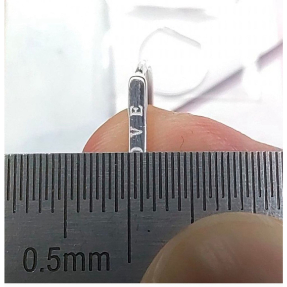 NEW Women's Dainty White Gold-Plated S925 LOVE Bar Band Ring Size 5 - Picture 3 of 15